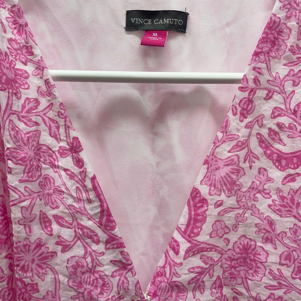 NWT Vince Camuto Pink Floral Tiered Pullover Midi Dress Size 16 - Picture 7 of 9